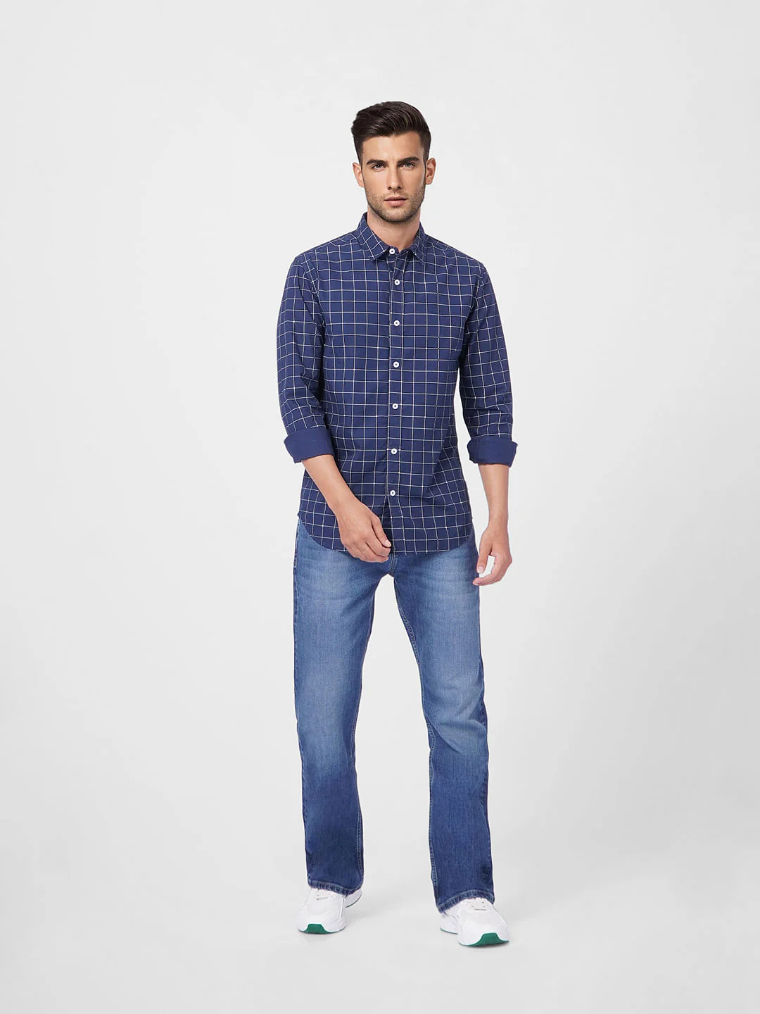 Blue Check Print Full Sleeves Shirt - Image 6