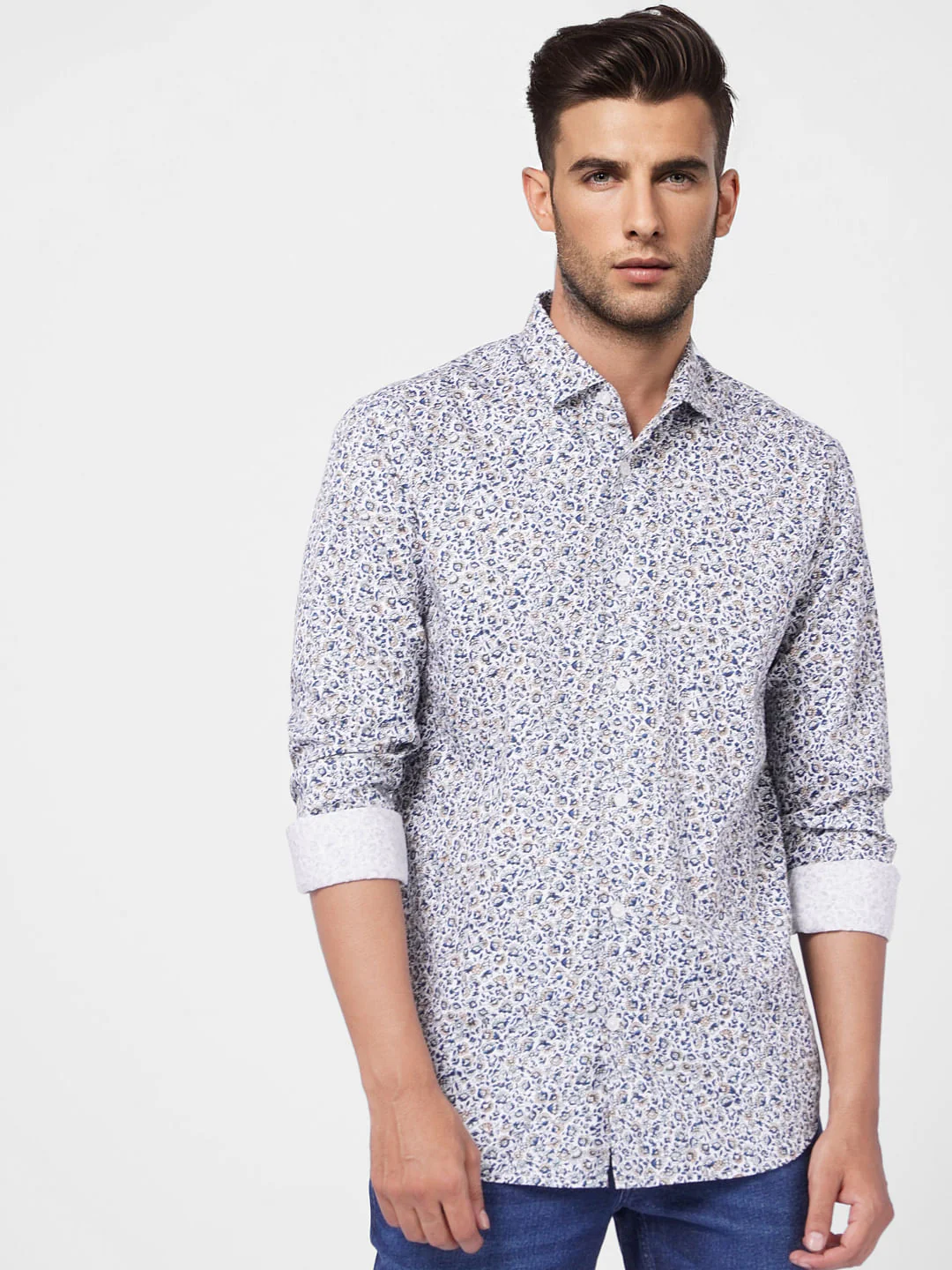 White Printed Full Sleeves Shirt - Image 2