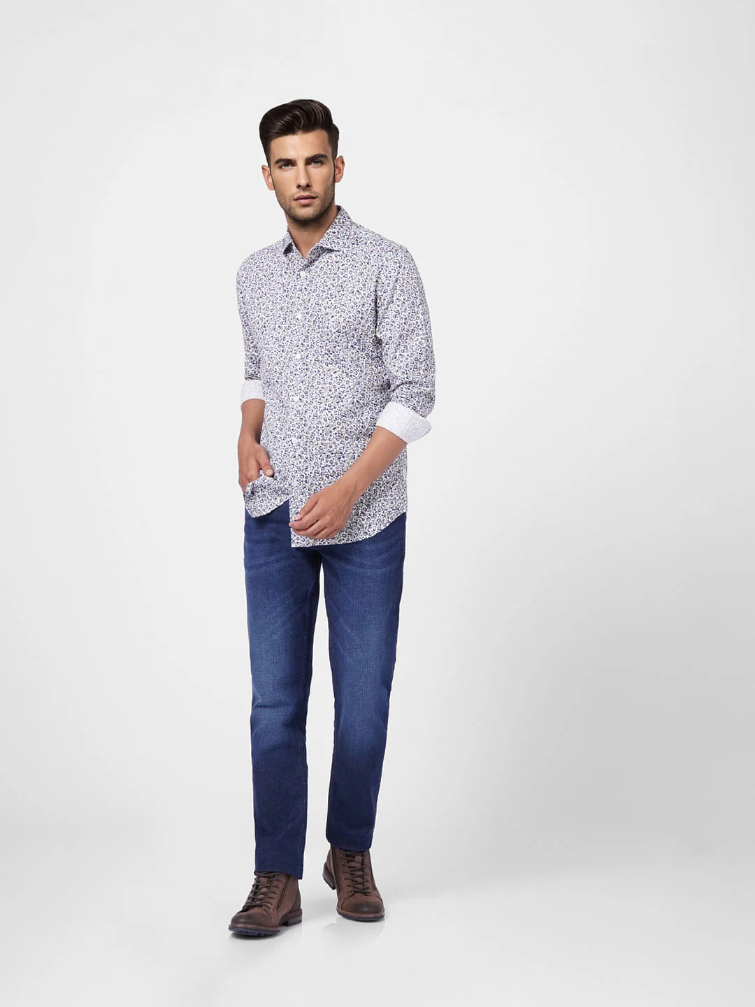 White Printed Full Sleeves Shirt - Image 6
