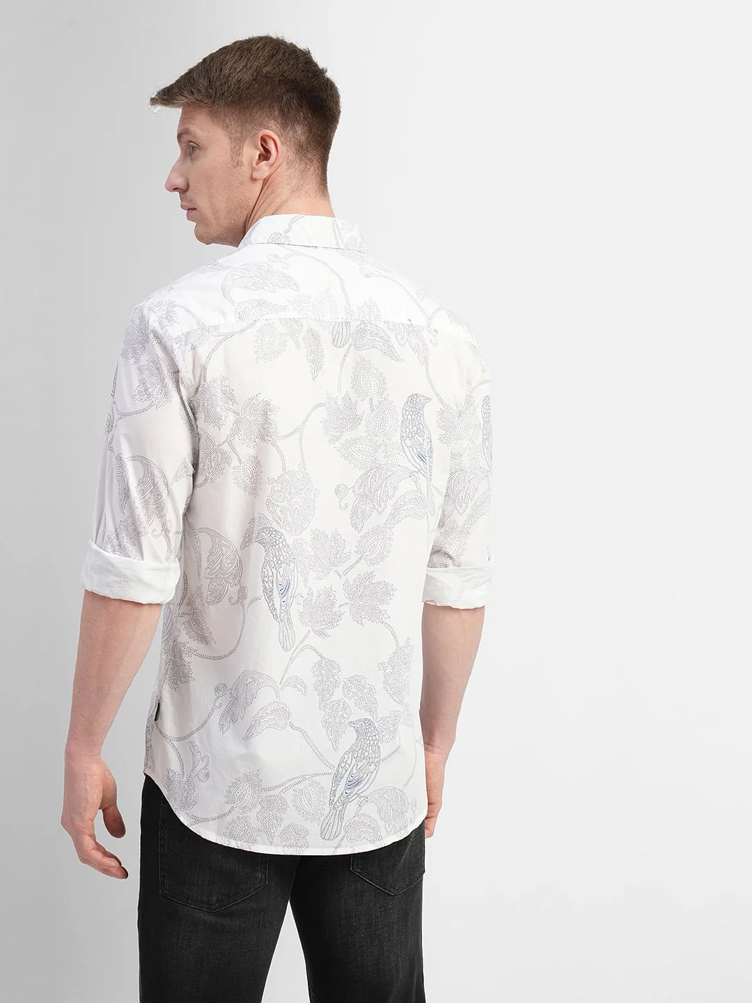 White Printed Full Sleeves Shirt - Image 4