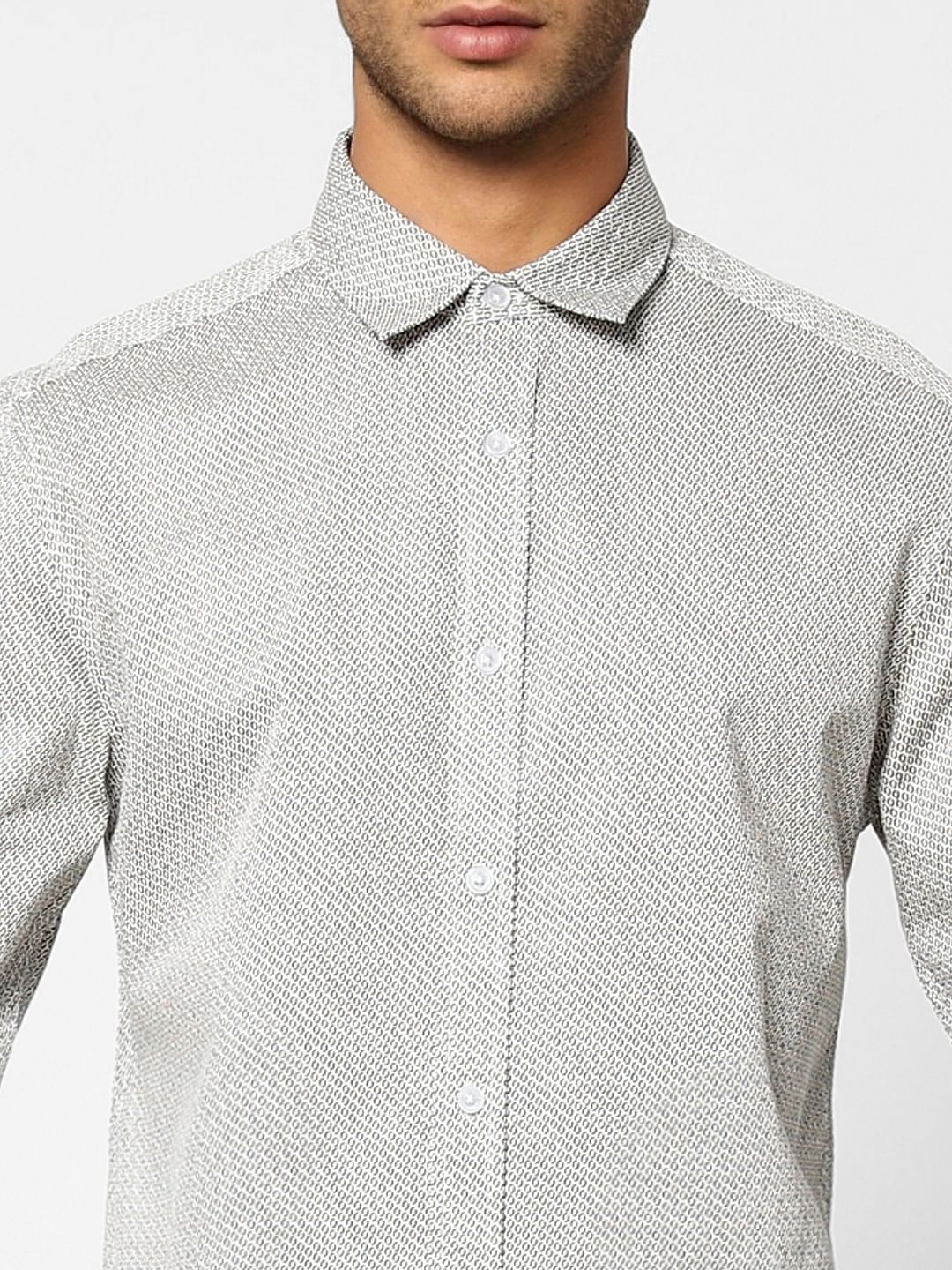 Grey Printed Full Sleeves Shirt - Image 5