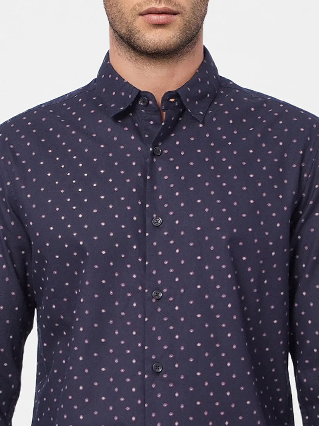 Navy Blue Printed Full Sleeves Shirt - Image 5