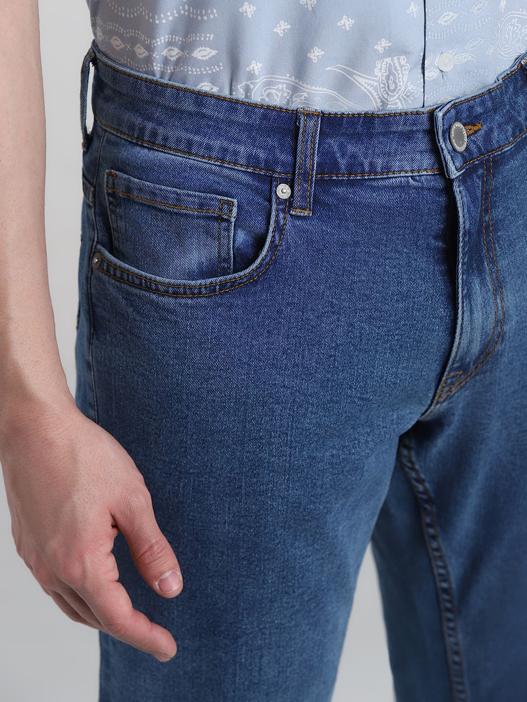Light Blue Mid Rise Clark Regular Fit Jeans - Image 4