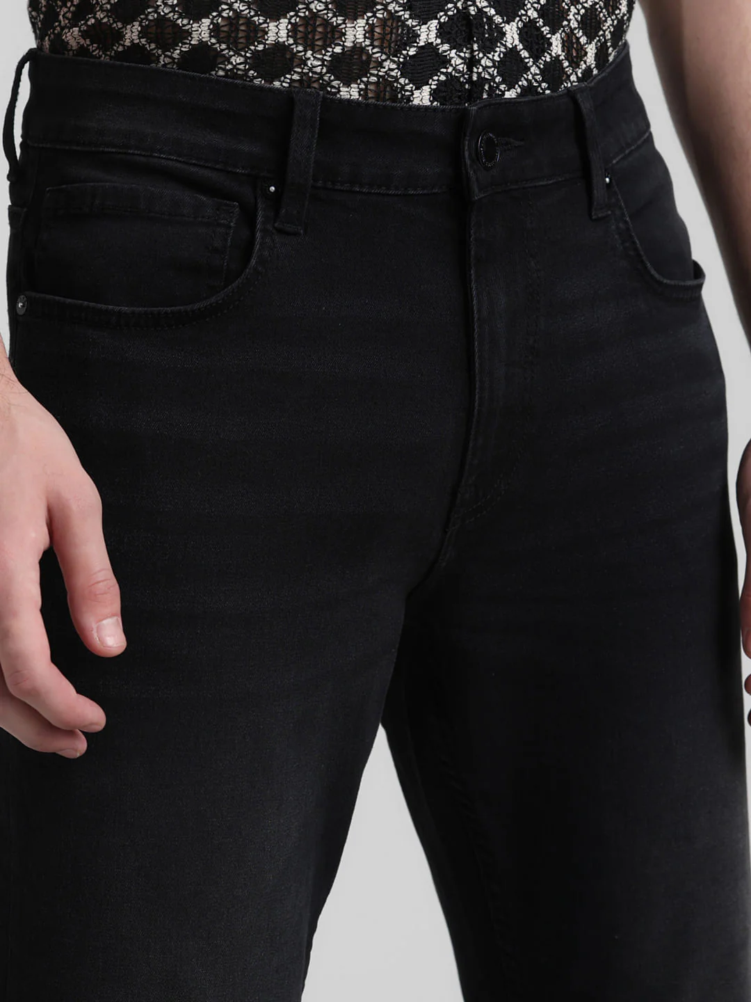 Black Mid Rise Clark Regular Fit Jeans - Image 4