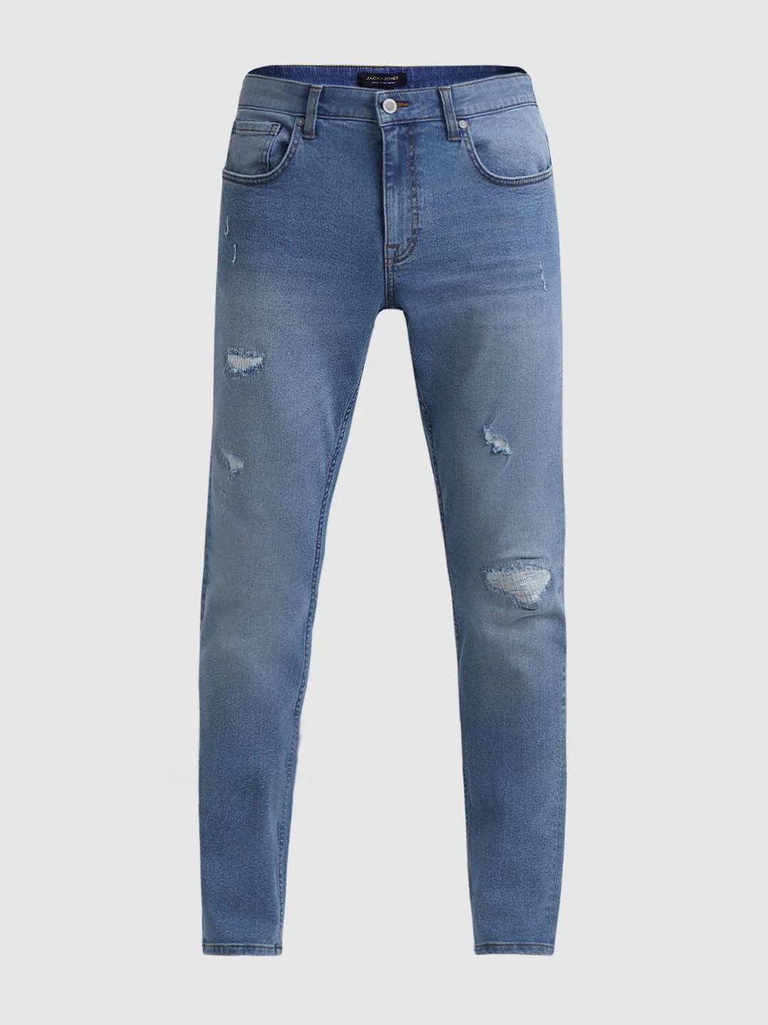 Light Blue Low Rise Distressed Glenn Slim Fit Jeans - Image 6