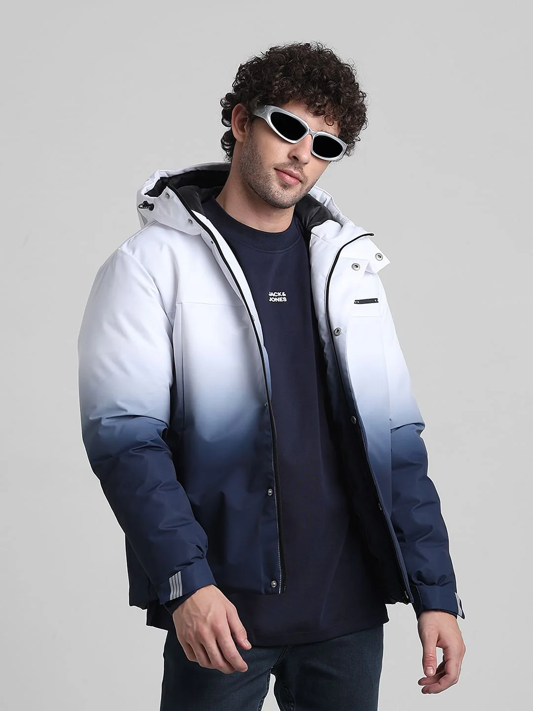 White Ombre Hooded Jacket
