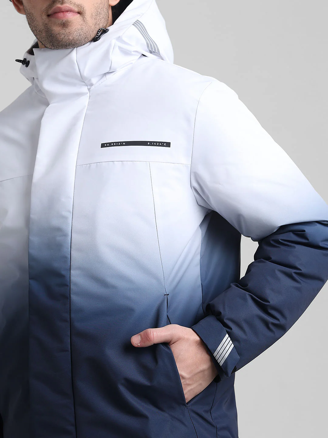 White Ombre Hooded Jacket - Image 5