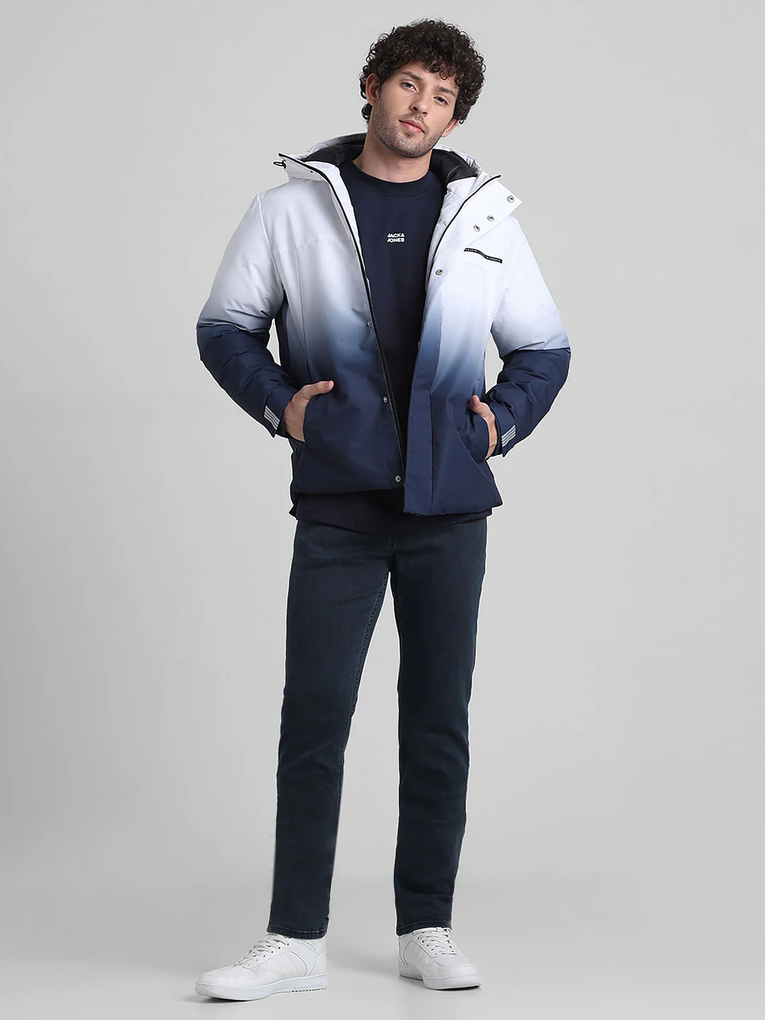 White Ombre Hooded Jacket - Image 7