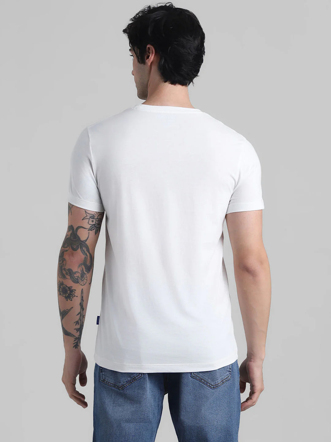 White Map Print Crew Neck T-shirt - Image 4