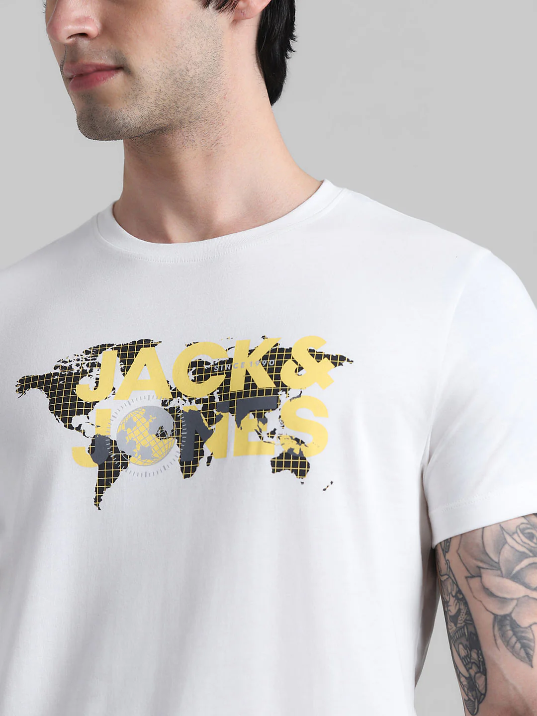 White Map Print Crew Neck T-shirt - Image 5
