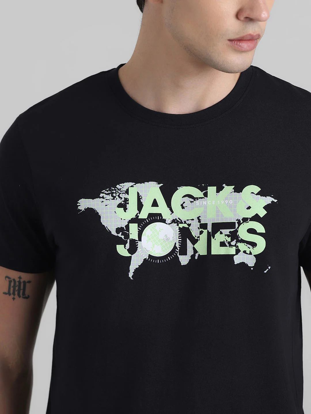 Black Logo Print Crew Neck T-shirt - Image 5