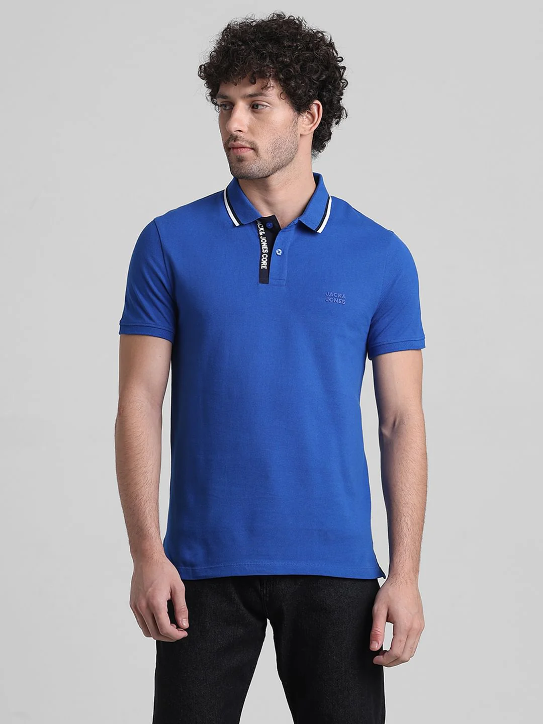 Blue Logo Text Detail Polo - Image 2