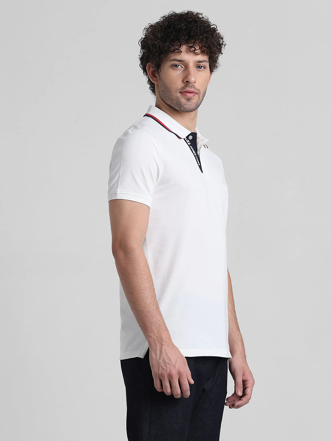 White Logo Text Detail Polo - Image 3