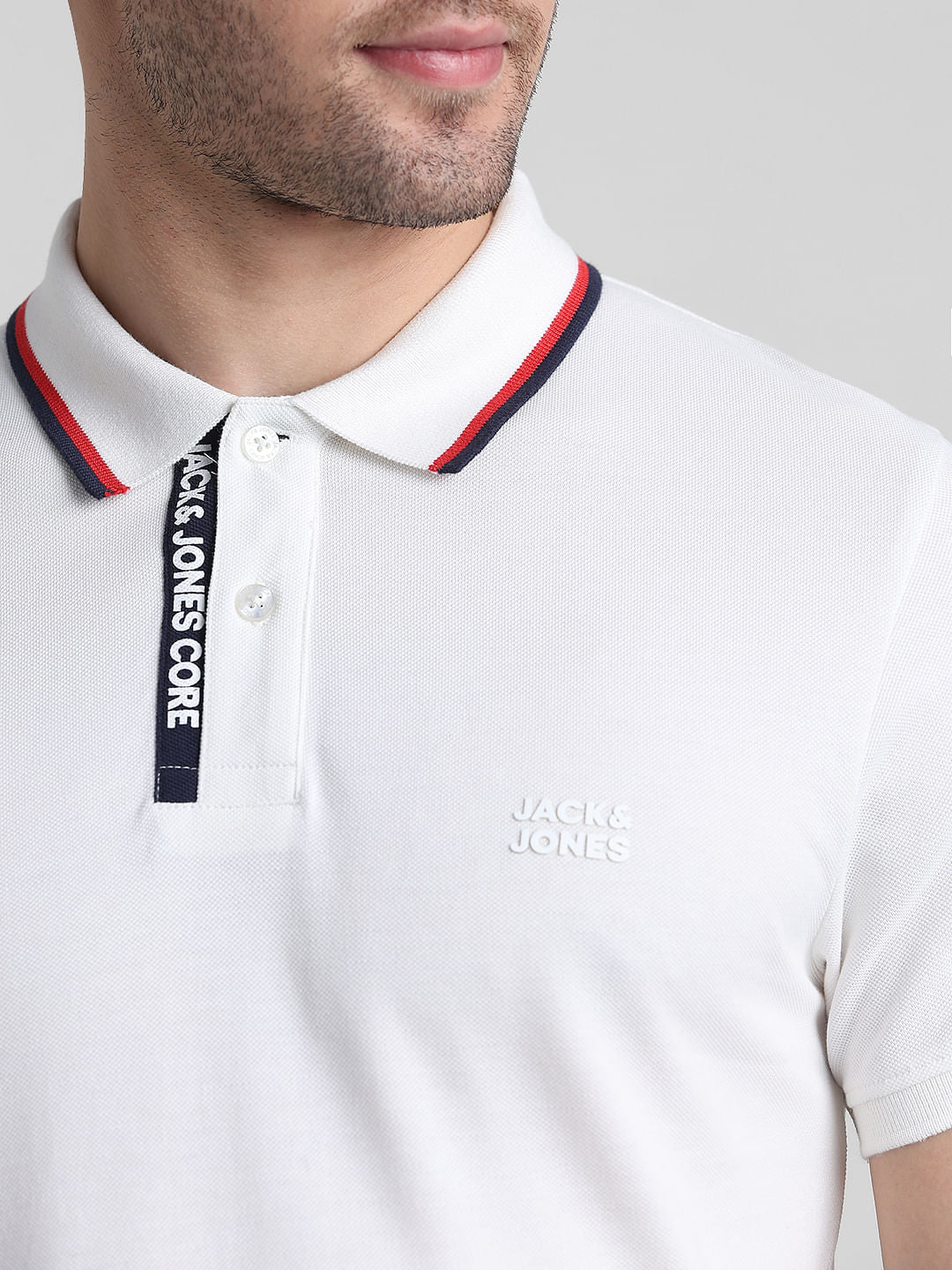 White Logo Text Detail Polo - Image 5