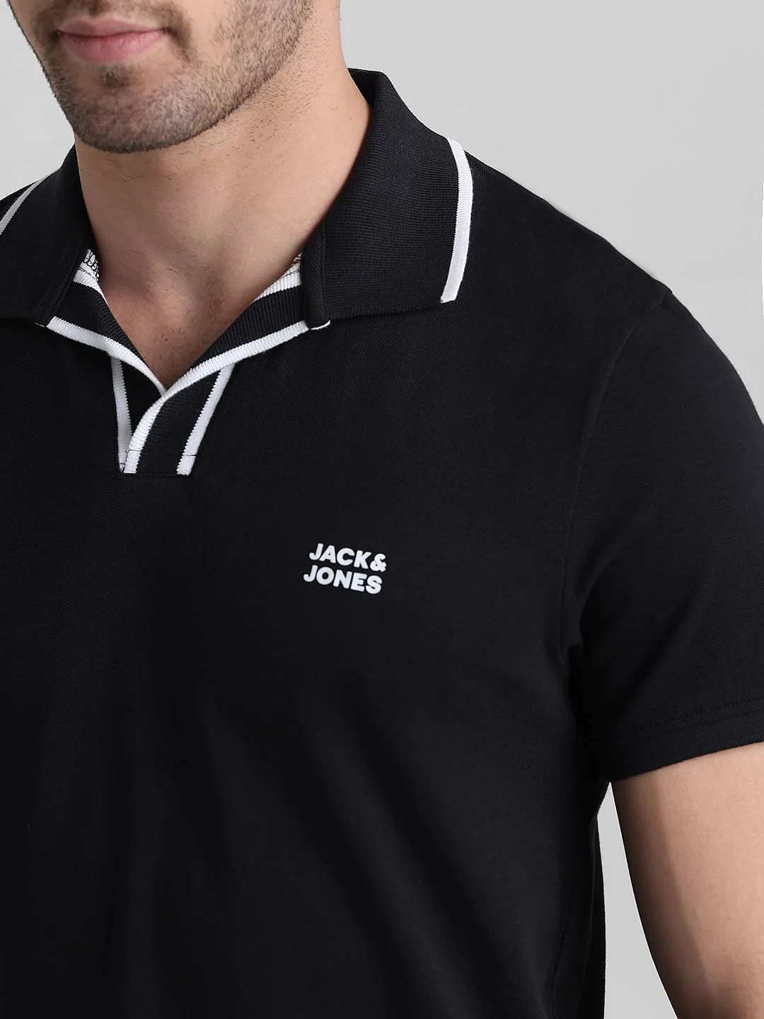 Black Cotton Polo T-shirt - Image 5