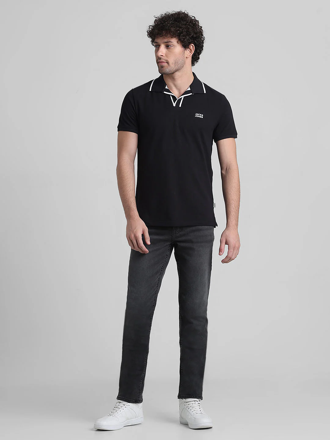 Black Cotton Polo T-shirt - Image 6