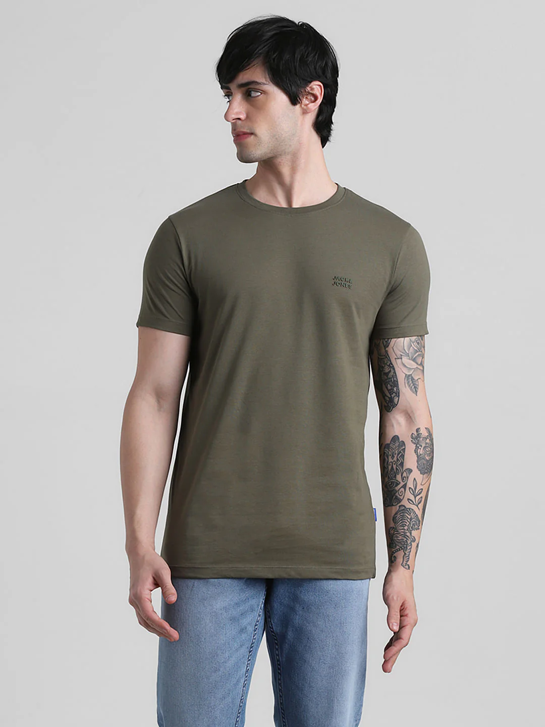 Olive Logo Branding Crew Neck T-shirt - Image 2