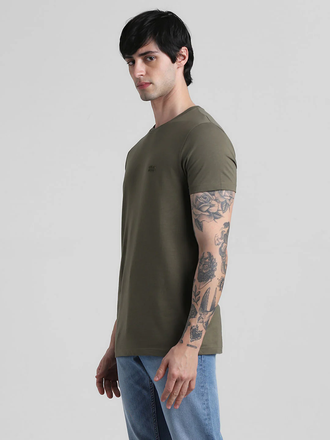 Olive Logo Branding Crew Neck T-shirt - Image 3