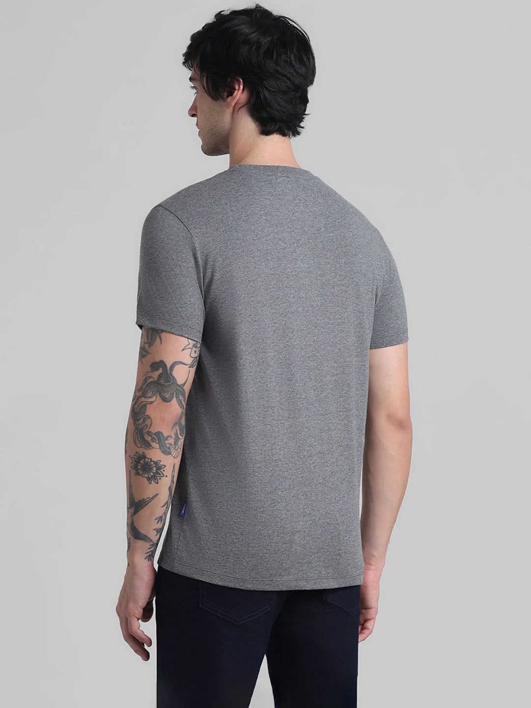 Grey Logo Text Crew Neck T-shirt - Image 4