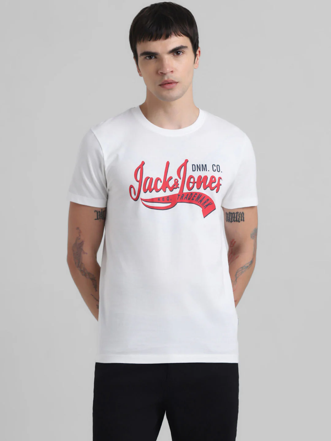 White Logo Print Crew Neck T-shirt - Image 2