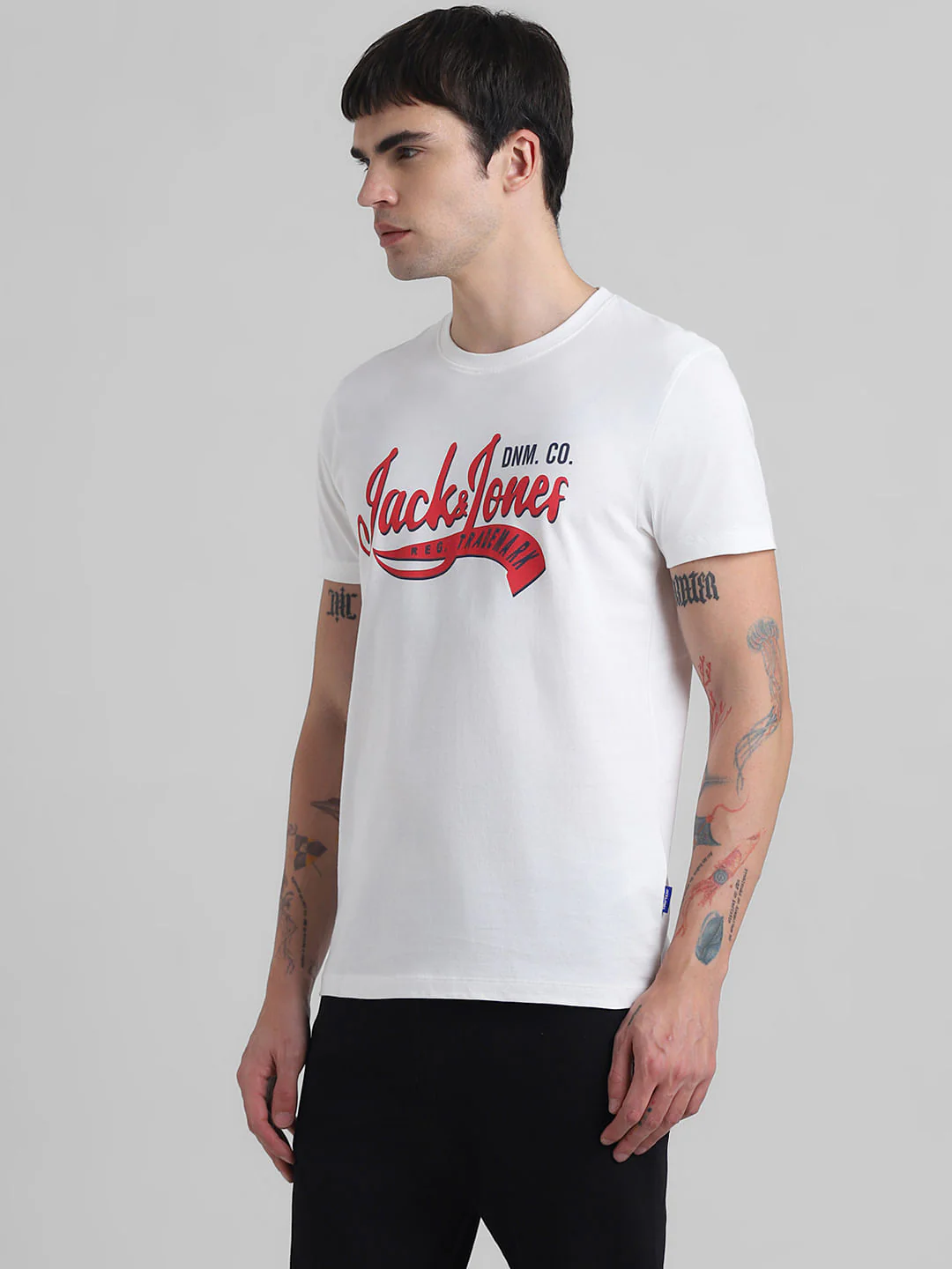 White Logo Print Crew Neck T-shirt - Image 3