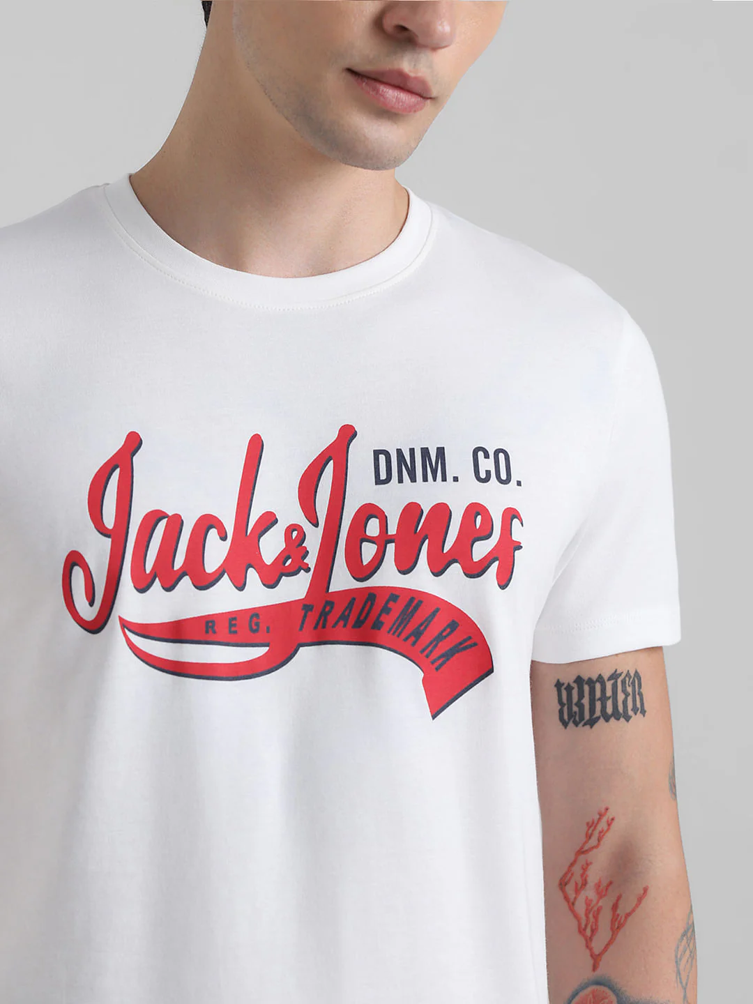 White Logo Print Crew Neck T-shirt - Image 5