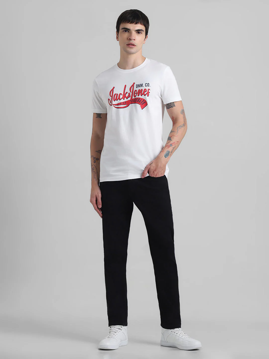 White Logo Print Crew Neck T-shirt - Image 6
