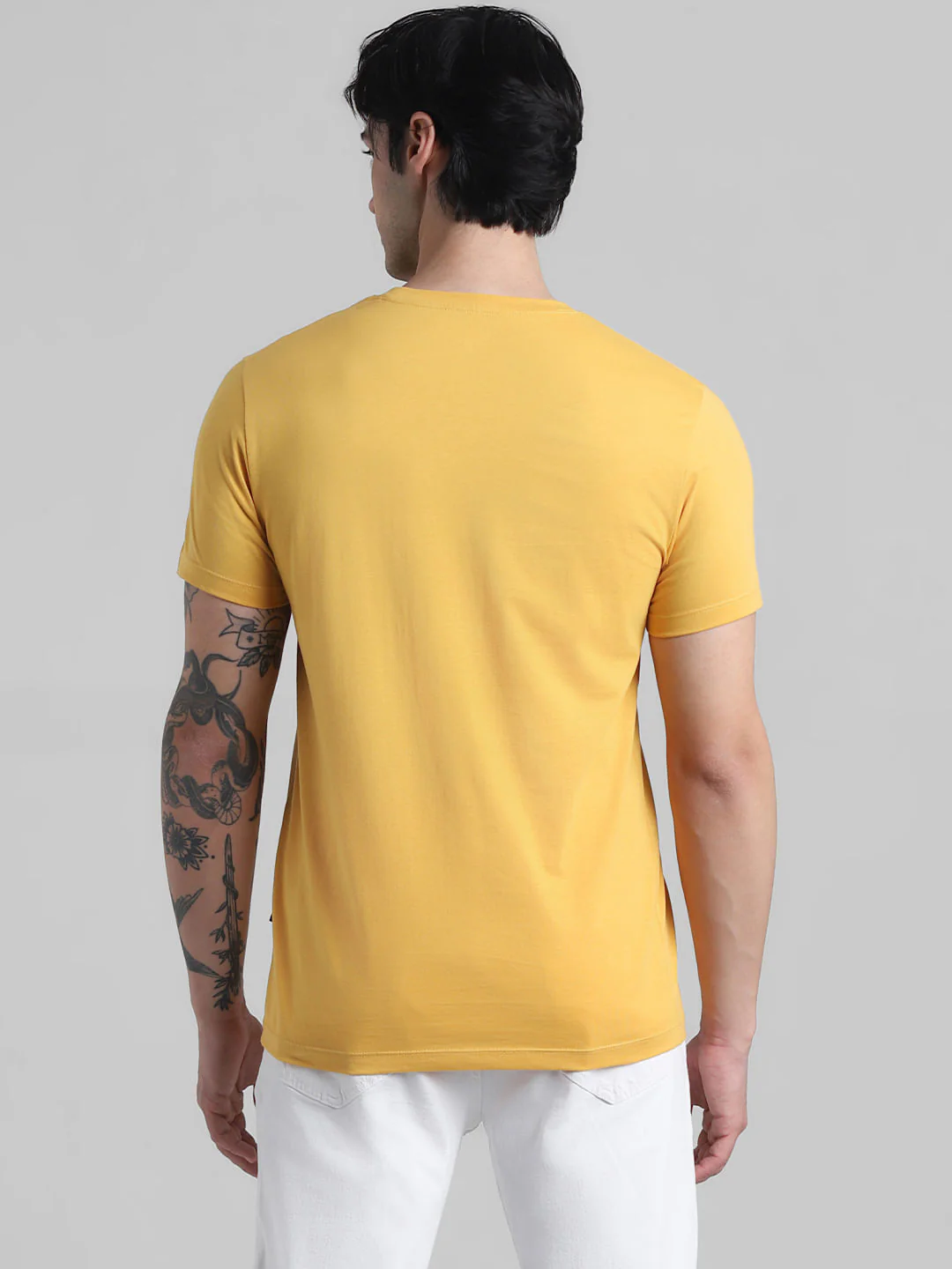Yellow Logo Text Crew Neck T-shirt - Image 4