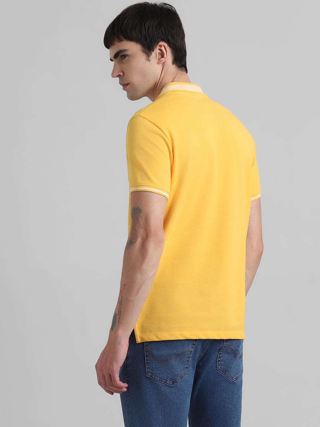 Yellow Contrast Tipping Polo T-shirt - Image 4