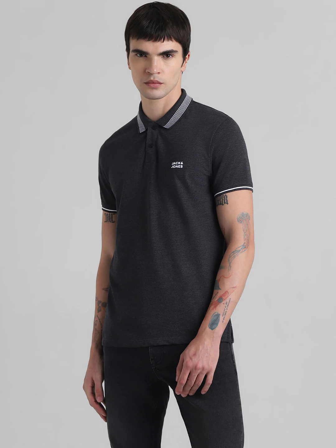 Black Contrast Tipping Polo T-shirt - Image 2
