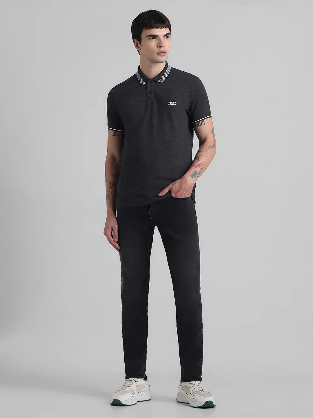 Black Contrast Tipping Polo T-shirt - Image 6