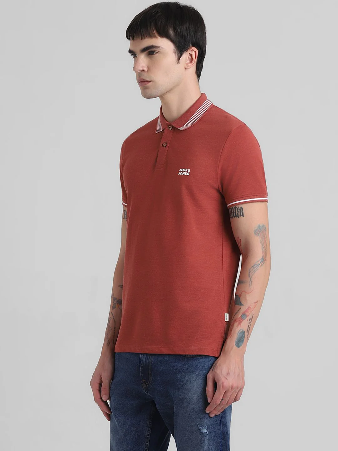 Red Contrast Tipping Polo T-shirt - Image 3