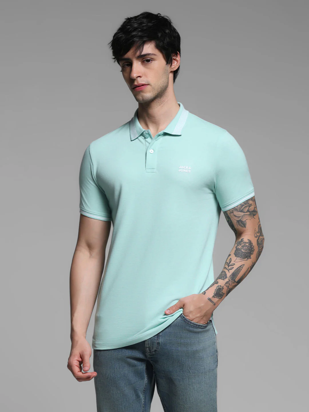 Mint Green Logo Print Polo - Image 2