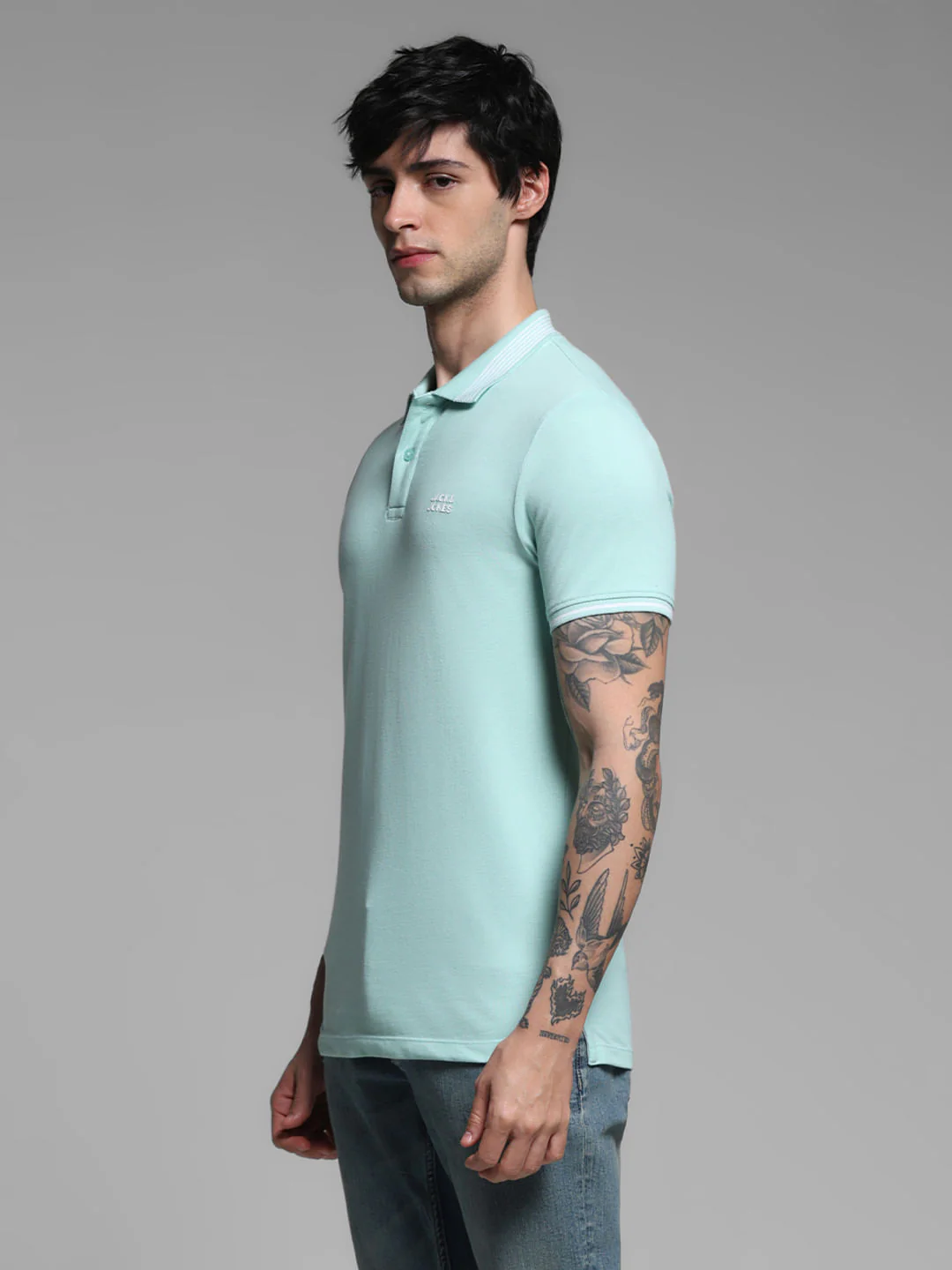 Mint Green Logo Print Polo - Image 3