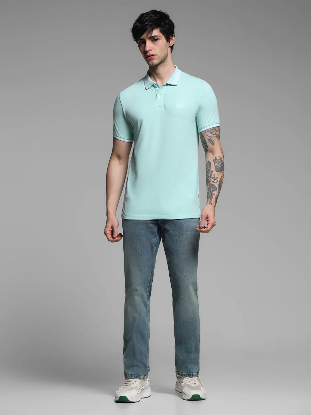 Mint Green Logo Print Polo - Image 6