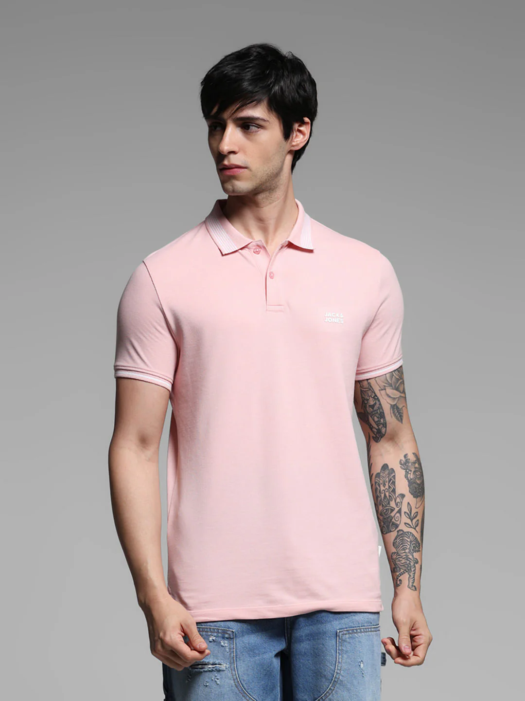Light Pink Logo Print Polo