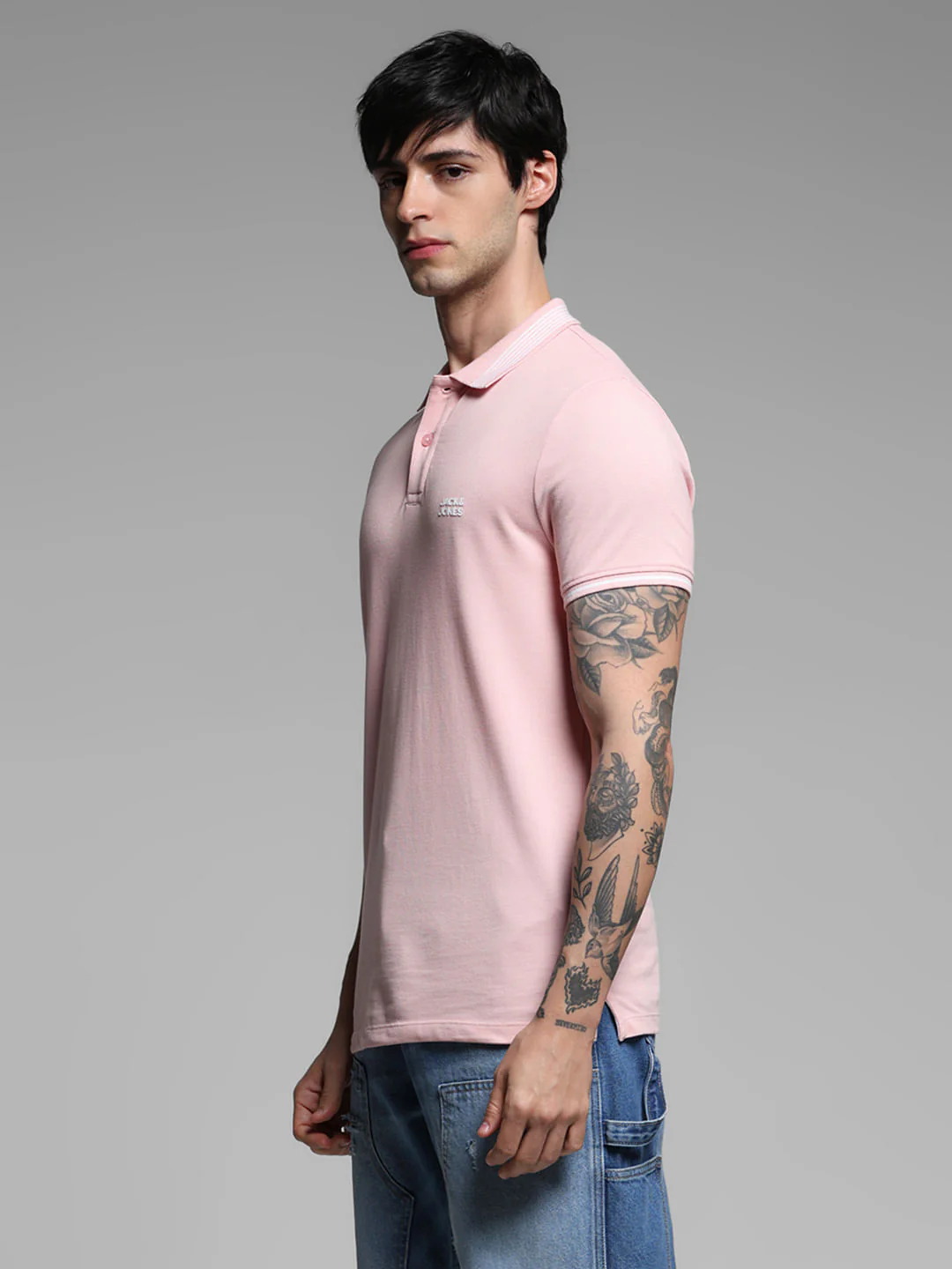 Light Pink Logo Print Polo - Image 3