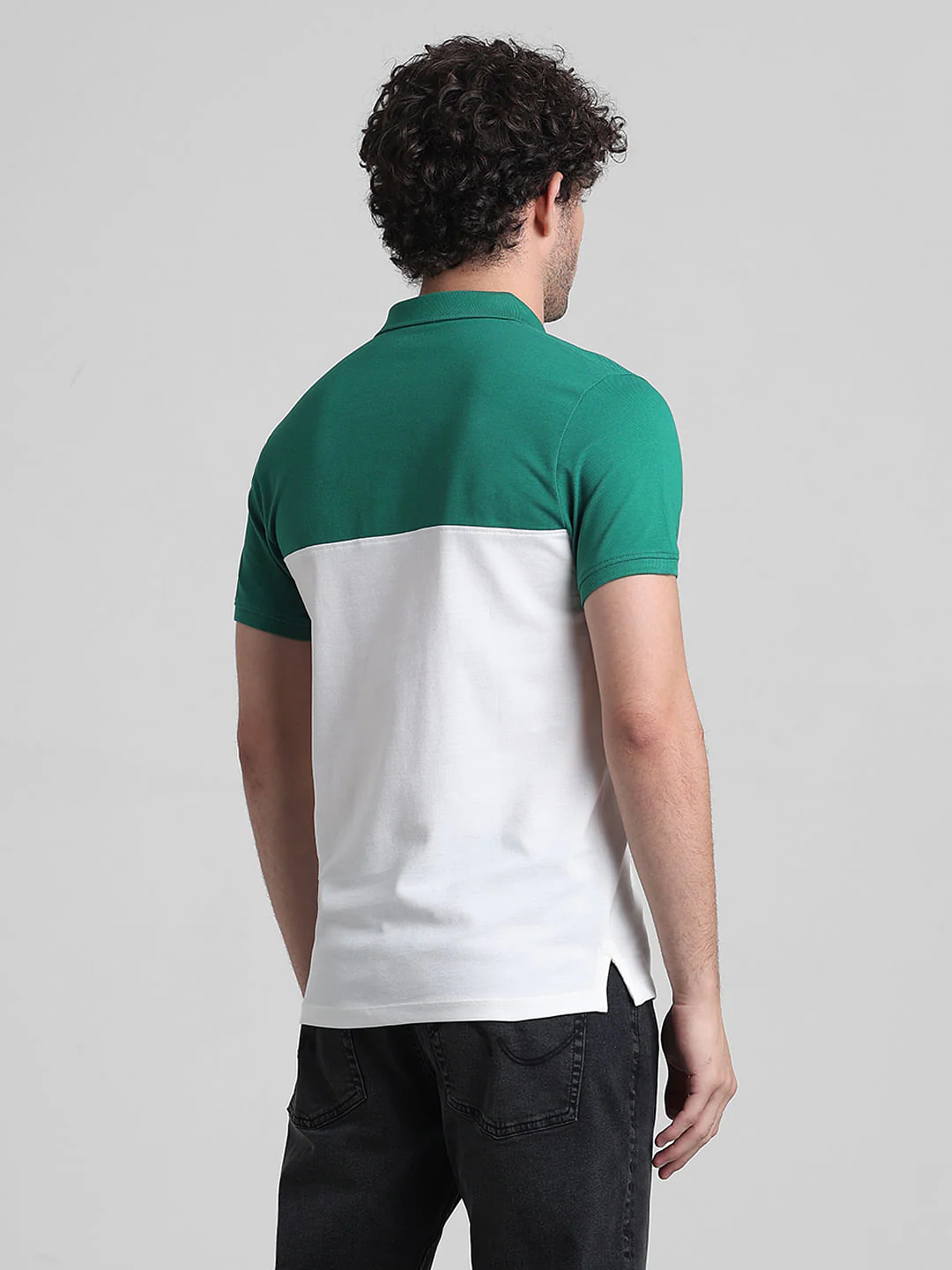 Green Zipped Colourblocked Polo - Image 4