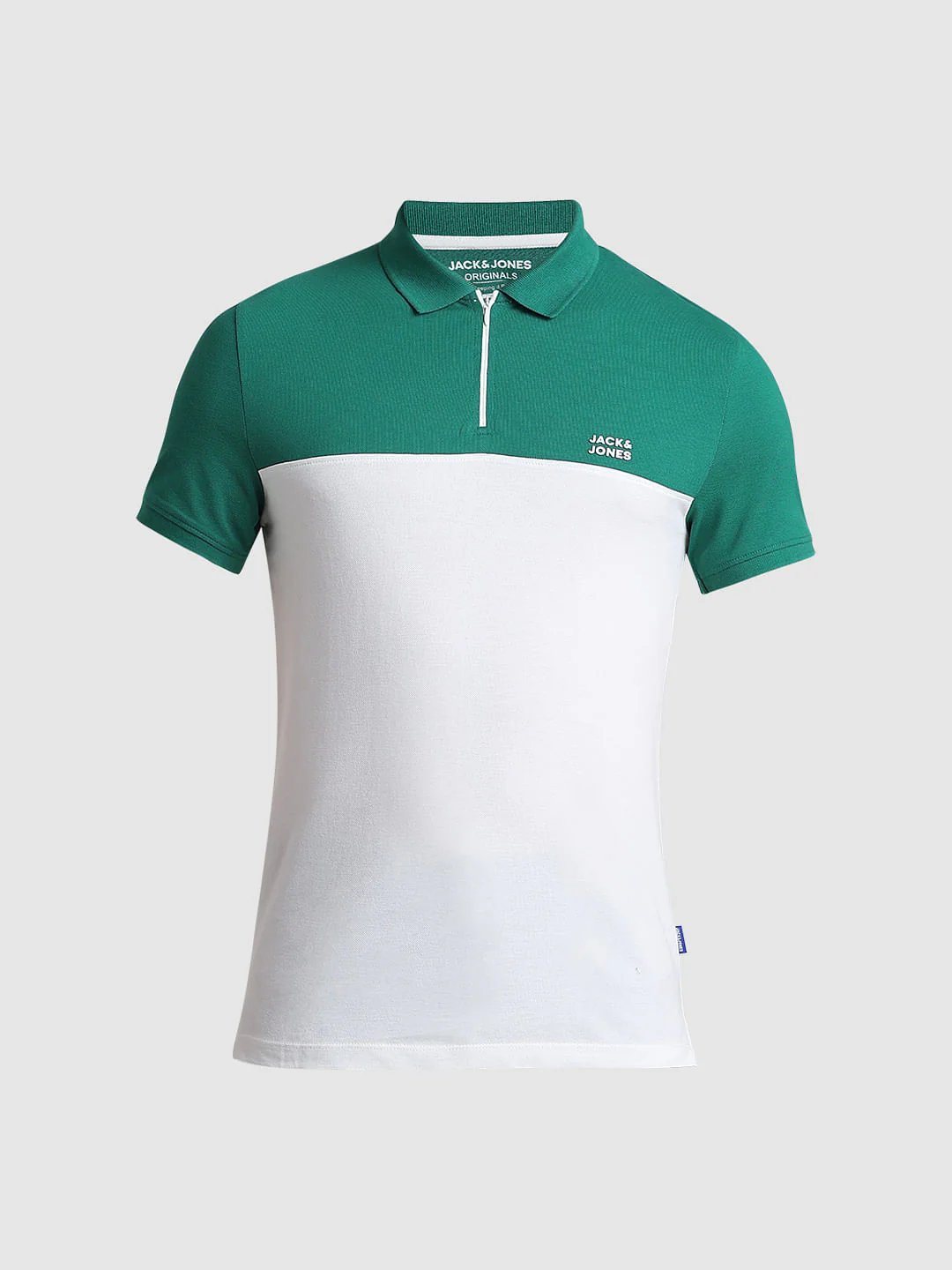 Green Zipped Colourblocked Polo - Image 7