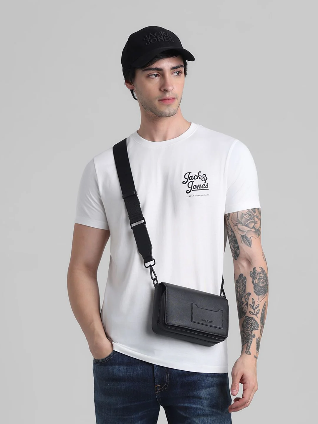 White Chest Branding Crew Neck T-shirt