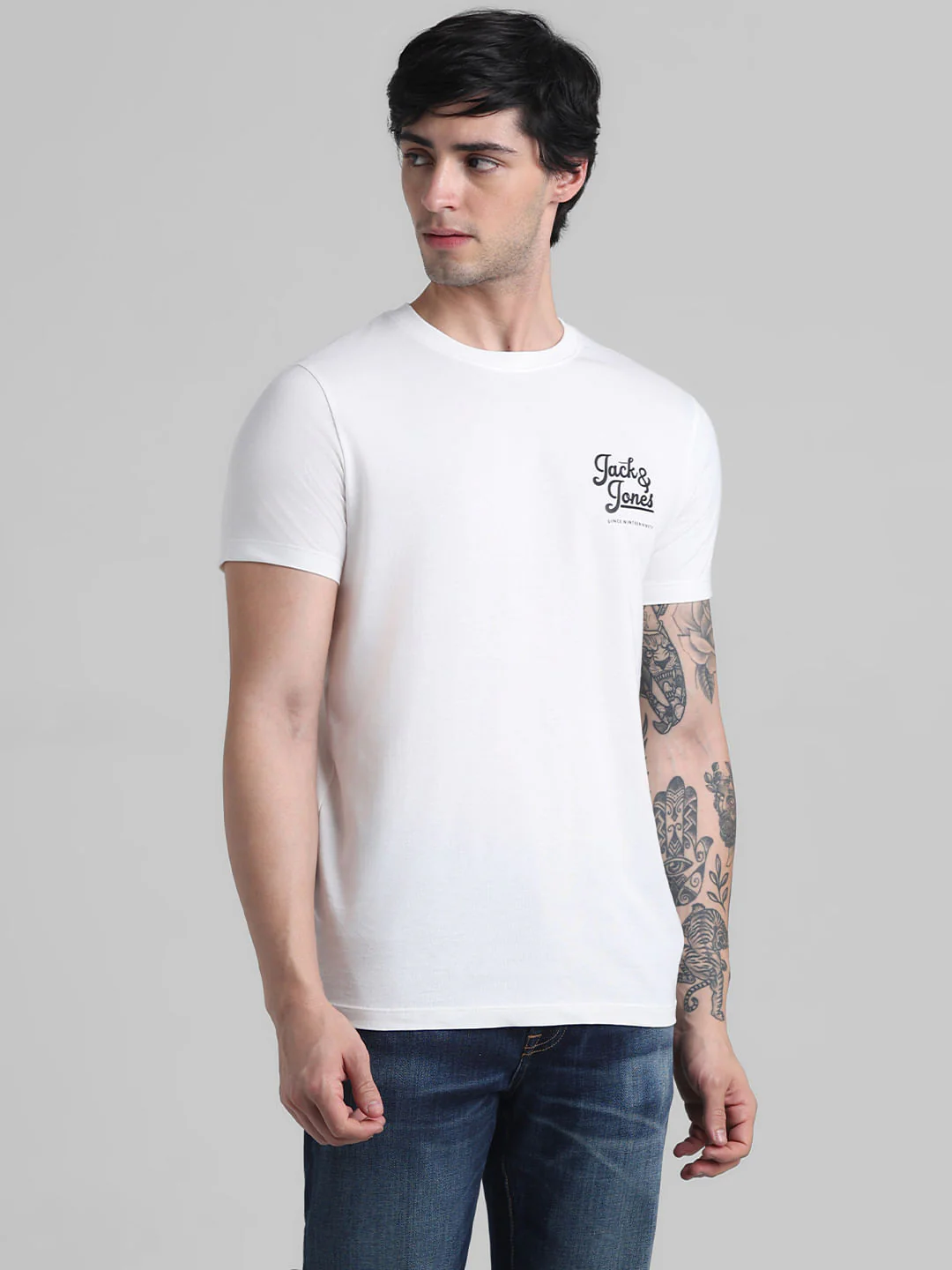 White Chest Branding Crew Neck T-shirt - Image 2