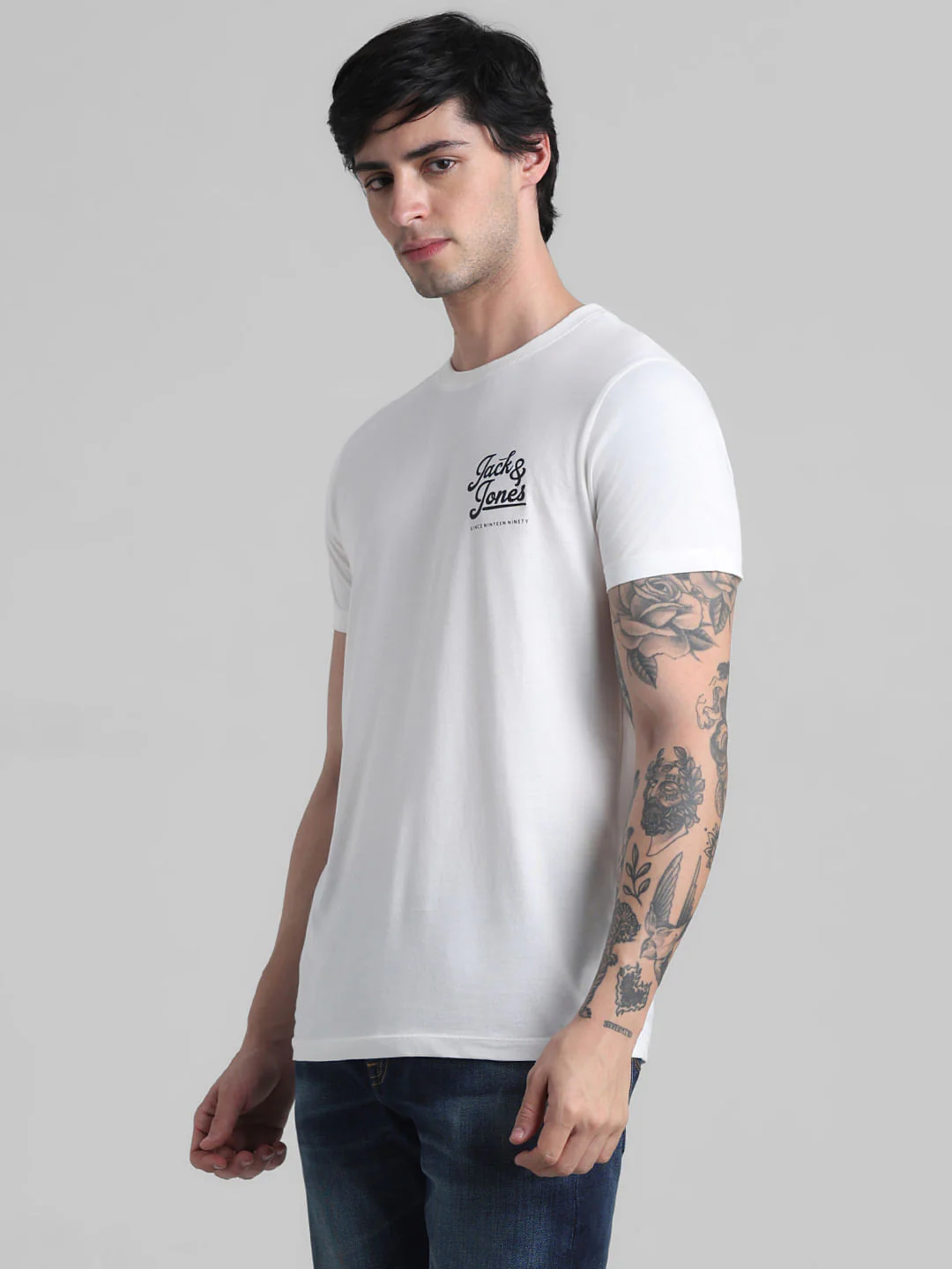 White Chest Branding Crew Neck T-shirt - Image 3