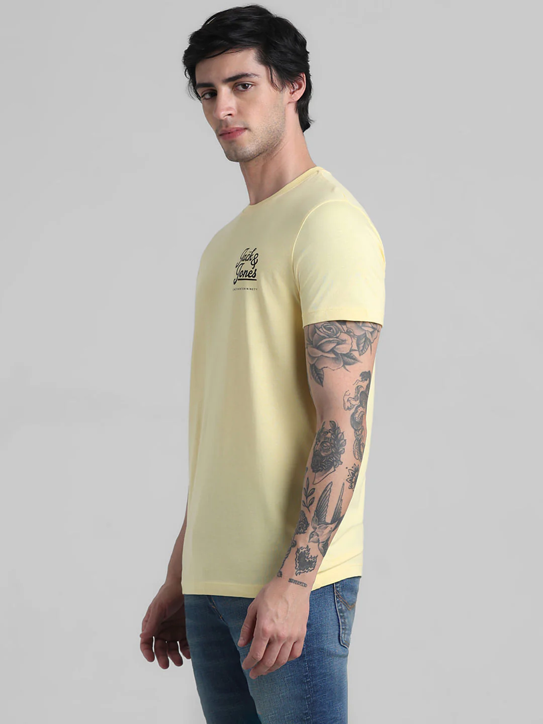 Yellow Chest Branding Crew Neck T-shirt - Image 3