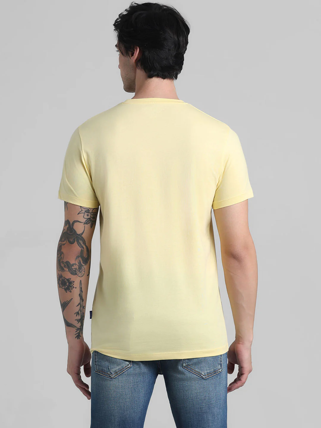 Yellow Chest Branding Crew Neck T-shirt - Image 4