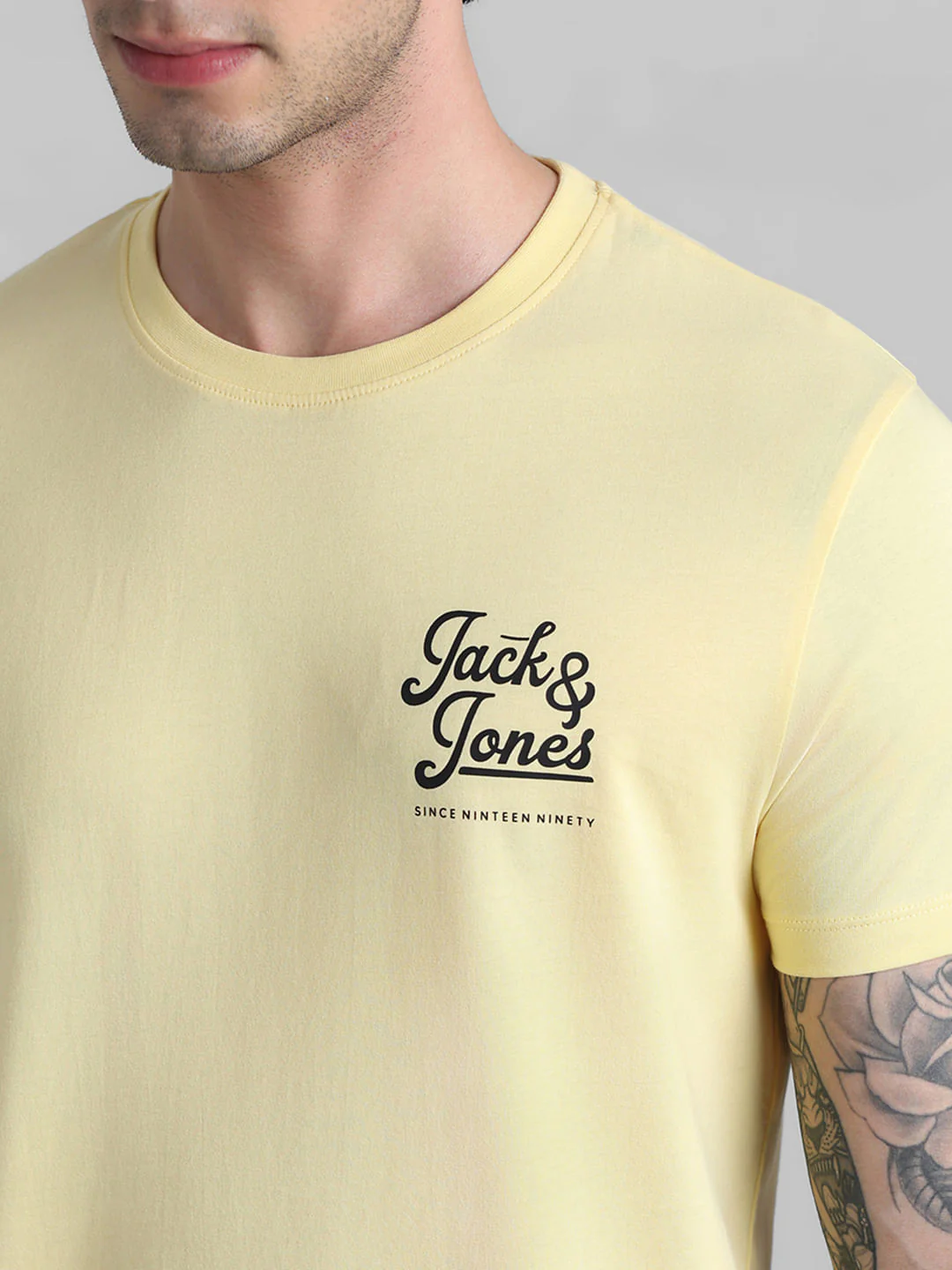Yellow Chest Branding Crew Neck T-shirt - Image 5