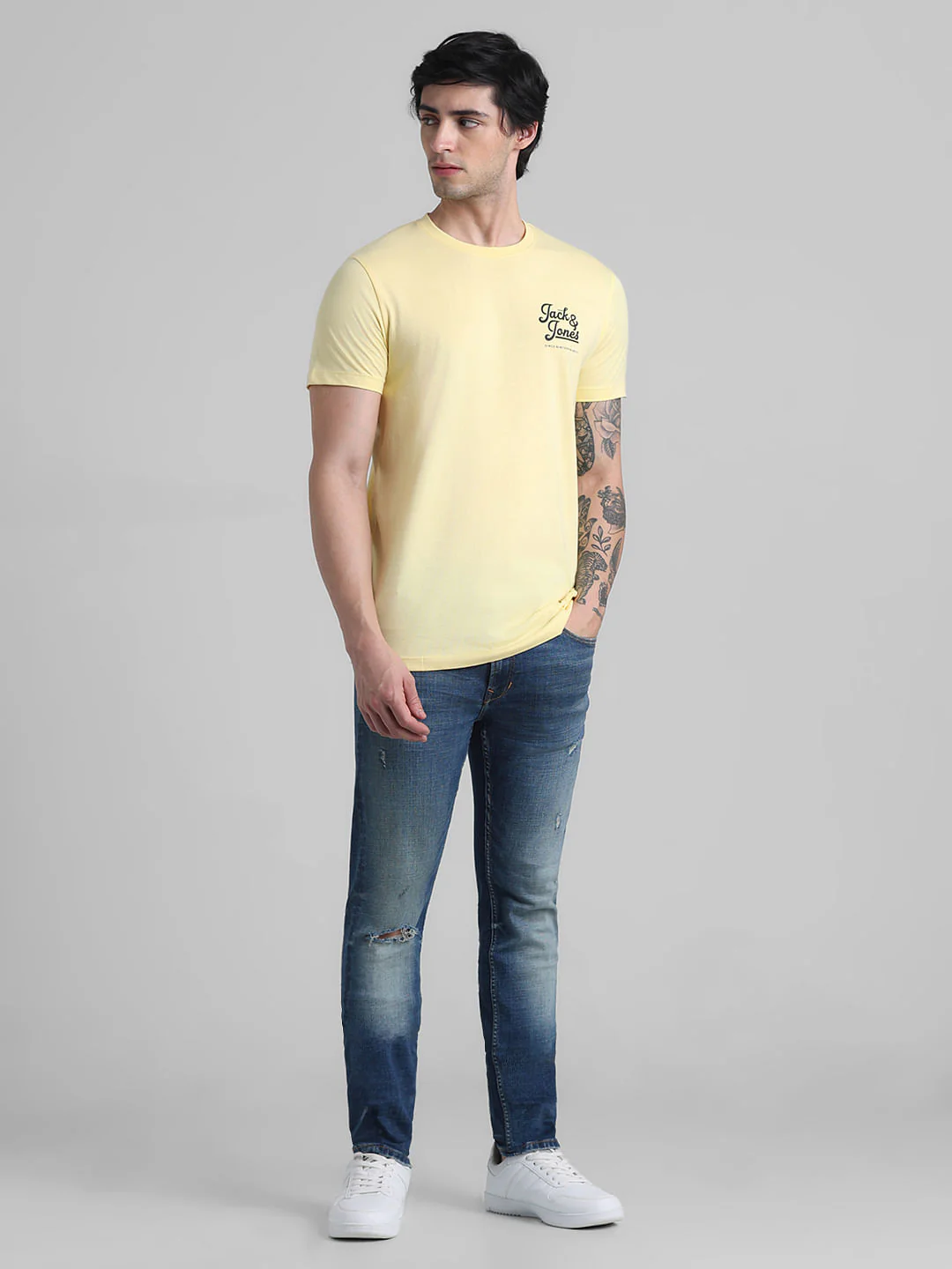 Yellow Chest Branding Crew Neck T-shirt - Image 6
