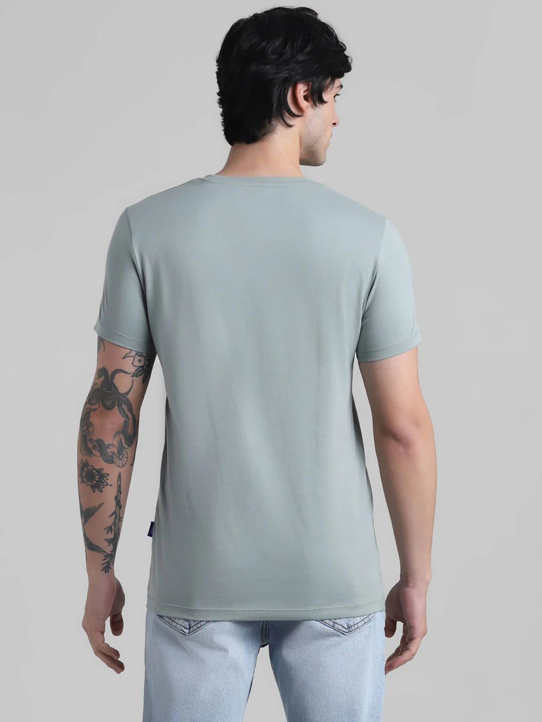 Slate Grey Logo Text Crew Neck T-shirt - Image 4