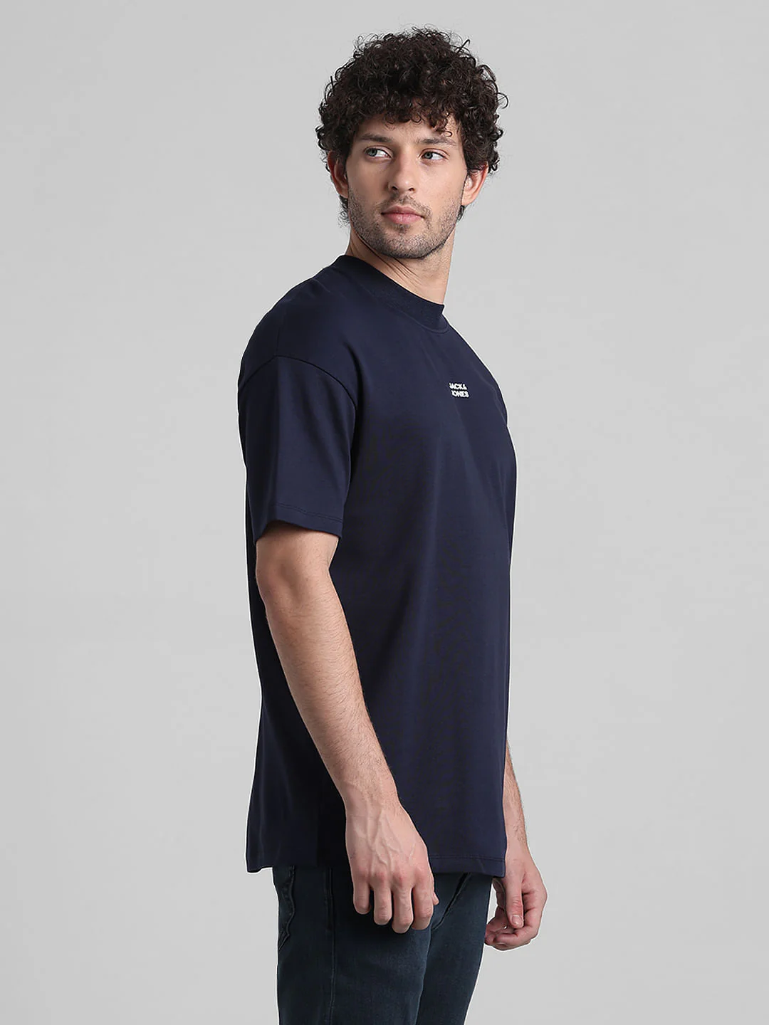 Navy Blue Graphic Printed Oversized T-shirt - Image 3