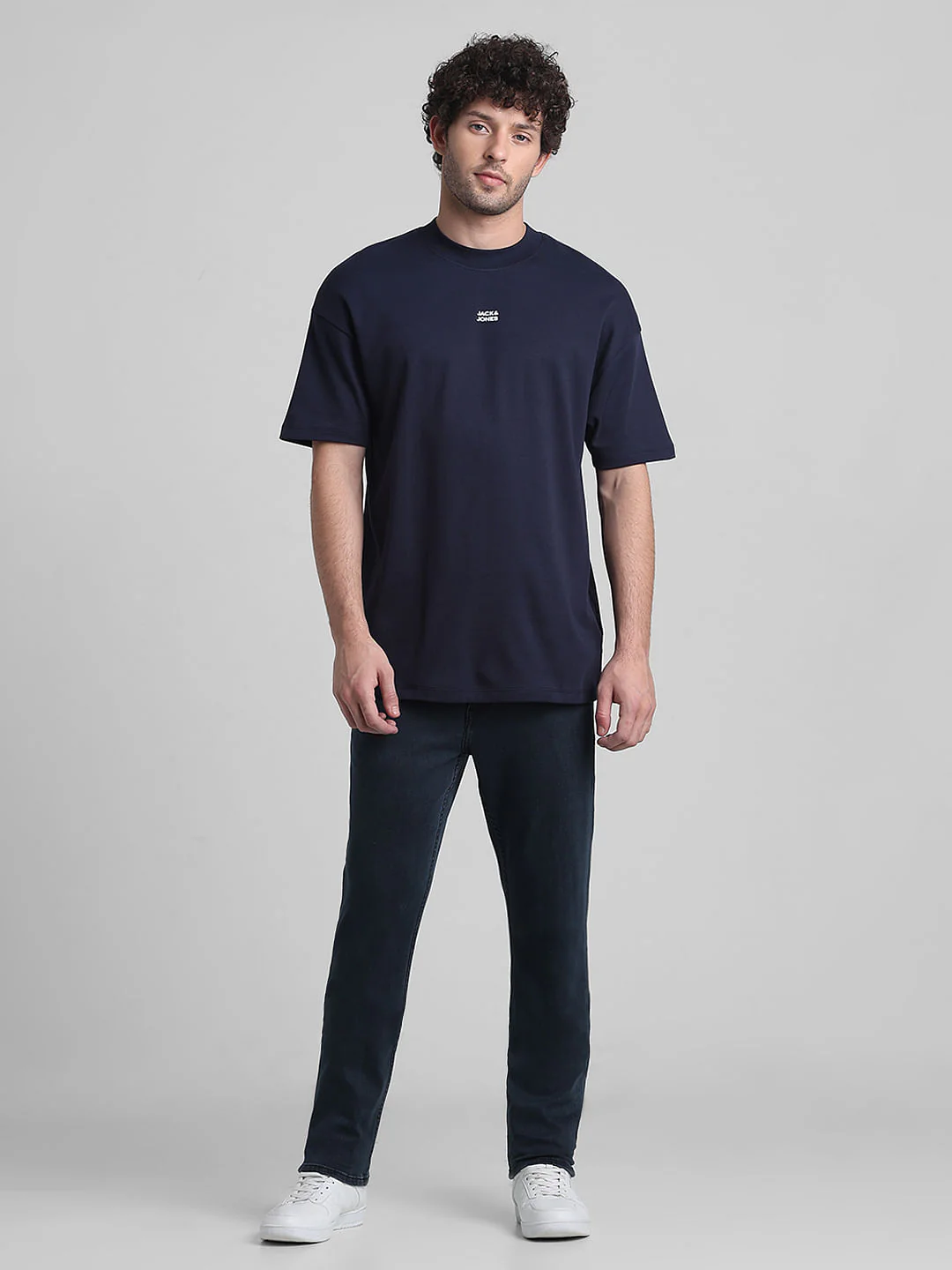 Navy Blue Graphic Printed Oversized T-shirt - Image 7
