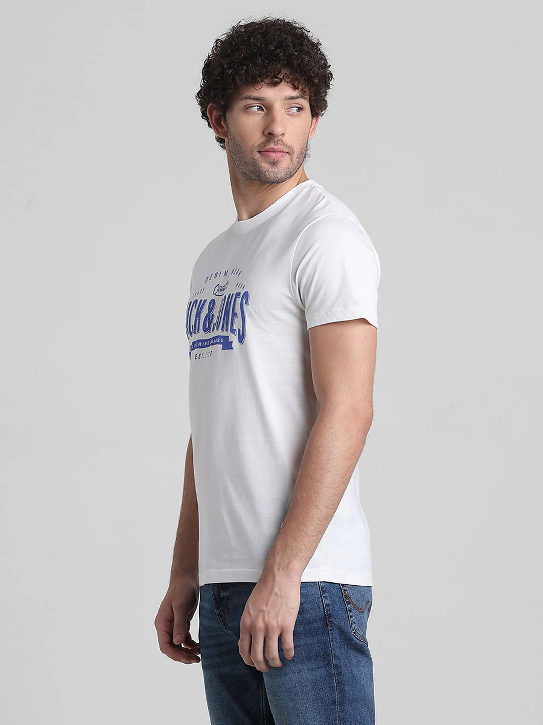 White Logo Text Crew Neck T-shirt - Image 3